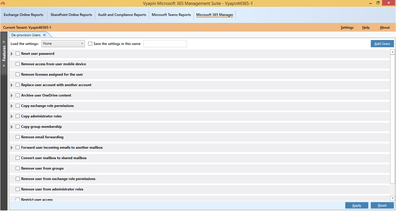 screenshot of Microsoft 365 Manager